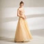 Chic / Beautiful Yellow Prom Dresses 2021 A-Line / Princess Scoop Neck Sleeveless Beading Pearl Sequins Floor-Length / Long Prom Formal Dresses