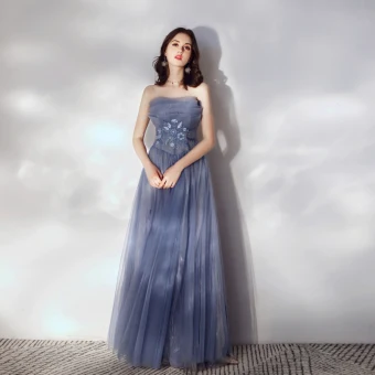 Chic Belle Océan Bleu Robe De Bal 2020 Princesse Bustier En Dentelle Fleur Sans Manches Dos Nu Longue Robe De Ceremonie