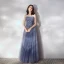 Chic / Belle Océan Bleu Robe De Bal 2020 Princesse Bustier En Dentelle Fleur Sans Manches Dos Nu Longue Robe De Ceremonie