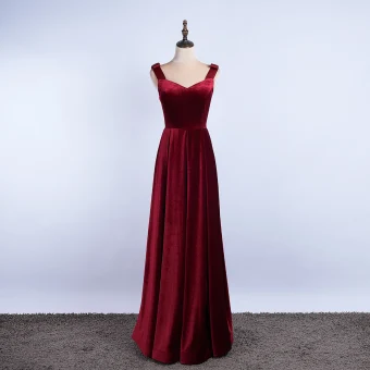 Elegant Burgundy Evening Dresses 2020 A Line Princess Square Neckline Suede Sleeveless Backless Floor Length Long Formal Dresses