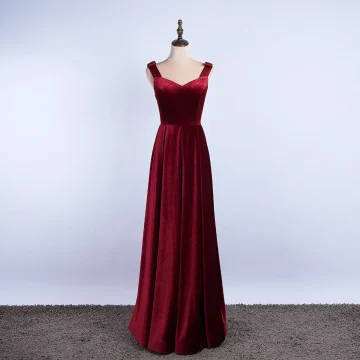 Elegant Burgundy Evening Dresses 2020 A Line Princess Square Neckline Suede Sleeveless Backless Floor Length Long Formal Dresses