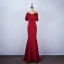 Simple Bordeaux Robe De Soirée 2020 Trompette / Sirène Faux Diamant Bretelles Spaghetti Sans Manches Dos Nu Train De Balayage Robe De Ceremonie