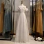 Sparkly Silver Grey Glitter Evening Dresses  2020 A-Line / Princess Scoop Neck Sequins Short Sleeve Floor-Length / Long Formal Dresses