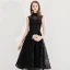 Modest / Simple Homecoming Little Black Dress 2020 A-Line / Princess High Neck Star Lace Sleeveless Knee-Length Graduation Dresses
