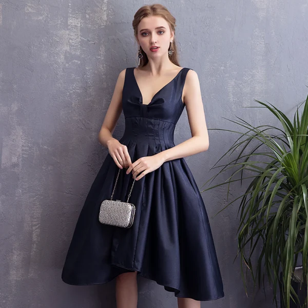 Simple A Line Navy Blue Short Formal Graduation Homecoming Dress Cocktail Dress Y9628