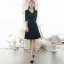 Vintage / Retro Modest / Simple Solid Color Black Homecoming Graduation Dresses 2020 A-Line / Princess V-Neck 1/2 Sleeves Knee-Length Formal Dresses
