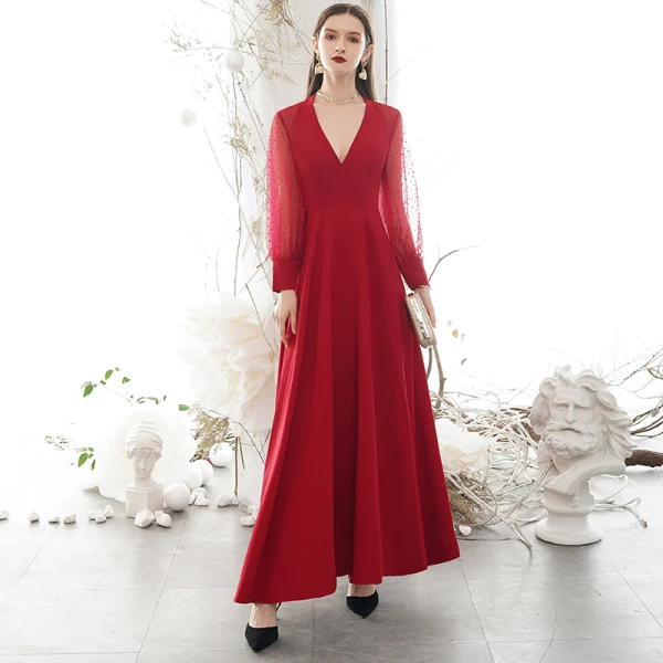 elegant dresses simple Simple A Line V Neck Black Prom Dresses with Slit, Black Formal Dresse –  jbydress main image 1