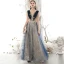 Elegant Navy Blue Prom Dresses 2020 A-Line / Princess Scoop Neck Glitter Sequins Lace Flower Sleeveless Backless Floor-Length / Long Formal Dresses