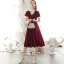 Classy Burgundy Homecoming Graduation Dresses 2020 A-Line / Princess Suede High Neck Beading Rhinestone Short Sleeve Backless Knee-Length Formal Dresses