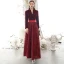 Elegant Burgundy Winter Evening Dresses  2020 A-Line / Princess V-Neck Sequins Tassel Long Sleeve Floor-Length / Long Formal Dresses