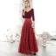 Sparkly Burgundy Winter Evening Dresses  2020 A-Line / Princess Suede V-Neck Sequins 3/4 Sleeve Backless Floor-Length / Long Formal Dresses