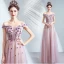 Chic / Beautiful Purple Prom Dresses 2020 A-Line / Princess Off-The-Shoulder Beading Crystal Appliques Lace Flower Sleeveless Backless Floor-Length / Long Formal Dresses