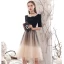 Fashion Black Gradient-Color Homecoming Graduation Dresses 2021 A-Line / Princess Square Neckline Star Sequins Short Sleeve Knee-Length Formal Dresses