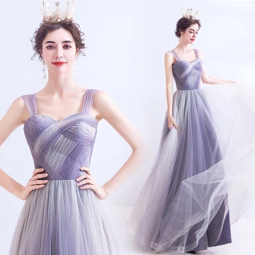 Elegante Espliego Vestidos De Gala 2020 A Line Princess Escote Cuadrado Sin Mangas Sin Espalda Largos Vestidos Formales
