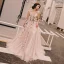 Chic / Beautiful Blushing Pink Summer Evening Dresses  2018 A-Line / Princess Appliques Bow Spaghetti Straps Backless Sleeveless Floor-Length / Long Formal Dresses