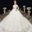 Classy Ivory Wedding Dresses 2020 Ball Gown High Neck Beading Sequins Lace Flower 3/4 Sleeve Backless Chapel Train