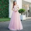 Chic / Beautiful Candy Pink Prom Dresses 2018 A-Line / Princess Appliques Pearl Off-The-Shoulder Backless Sleeveless Floor-Length / Long Formal Dresses