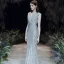 Scintillantes Argenté Paillettes Robe De Soirée 2020 Trompette / Sirène Col v profond Sans Manches Dos Nu Longue Robe De Ceremonie