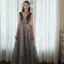 Chic / Belle Océan Bleu Robe De Bal 2020 Princesse Encolure Dégagée Perlage Glitter Paillettes En Dentelle Fleur Faux Diamant Sans Manches Dos Nu Longue Robe De Ceremonie