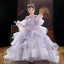 Fashion Lavender Sequins Cascading Ruffles Birthday Flower Girl Dresses 2022 Ball Gown Scoop Neck Puffy Long Sleeve Floor-Length / Long Flower Girl Dresses