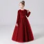 Chic / Beautiful Burgundy Sequins Birthday Flower Girl Dresses 2022 A-Line / Princess Scoop Neck Sash Bow Long Sleeve Floor-Length / Long Flower Girl Dresses