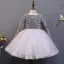 Sparkly Grey Sequins Birthday Flower Girl Dresses 2022 Ball Gown Scoop Neck Long Sleeve Bow Floor-Length / Long Flower Girl Dresses