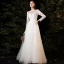 Chic / Beautiful White Lace Flower Prom Dresses 2022 A-Line / Princess Scoop Neck Long Sleeve Backless Floor-Length / Long Formal Dresses