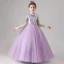 Chic / Beautiful Lilac Gradient-Color Sequins Birthday Flower Girl Dresses 2022 Ball Gown Scoop Neck Long Sleeve Floor-Length / Long Flower Girl Dresses