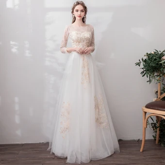 Élégant Blanche En Dentelle Fleur Robe De Bal 2022 Princesse Encolure Dégagée Manches Longues Dos Nu Longue Robe De Ceremonie
