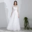 Modest / Simple White Lace Flower Light Wedding Dresses 2022 A-Line / Princess Scoop Neck 3/4 Sleeve Floor-Length / Long Wedding