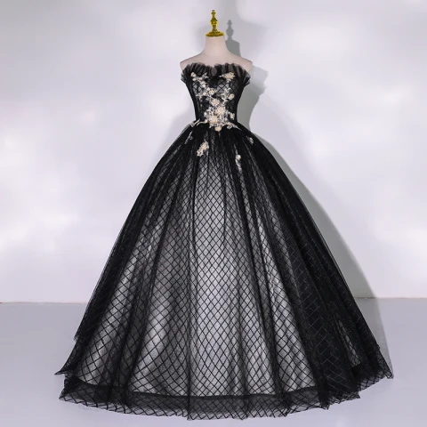 Fine Svart Ballkjoler 2022 Ballkjole Buste Strapless Beading Perle Rhinestone Uten Ermer Ryggløse Lange Formelle Kjoler