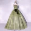 Elegant Sage Green Prom Dresses 2022 Ball Gown Strapless Sleeveless Backless Bow Floor-Length / Long Formal Dresses