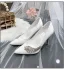 Chic / Beautiful Ivory Rhinestone Wedding Shoes 2022 9 cm Stiletto Heels Pointed Toe Wedding Pumps High Heels
