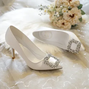 Elegante Witte Rhinestone Bruidsschoenen 2022 9 Cm Naaldhakken Stiletto Spitse Neus Huwelijk Hoge Hakken