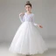 Chic / Beautiful Ivory Sequins Birthday Flower Girl Dresses 2022 Ball Gown V-Neck Long Sleeve Floor-Length / Long Flower Girl Dresses