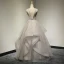 Chic / Beautiful Grey Prom Dresses 2017 Formal Dresses Evening Dresses  A-Line / Princess Scoop Neck Sleeveless Beading Ruffle Backless Organza