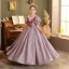 Sparkly Lavender Glitter Sequins Lace Flower Flower Girl Dresses 2022 Ball Gown Birthday Scoop Neck Short Sleeve Backless Floor-Length / Long Flower Girl Dresses