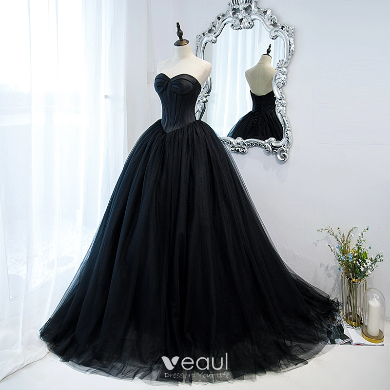 LORIE Ball Gown Black Wedding Dresses Sequin Lace Appliques Bridal Gowns  with Long Sleeve Lace-up Princess Party Dress Plus Size