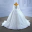 High-end Luxury / Gorgeous White Handmade  Beading Rhinestone Sequins Wedding Dresses 2022 Ball Gown Scoop Neck Long Sleeve Chapel Train Wedding