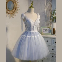 Sexy Azul Cielo Con Encaje Flor Cumpleaños Vestidos de fiesta 2022 A-Line / Princess Spaghetti Straps Sin Mangas Sin Espalda Bowknot Largos Vestidos Formales