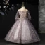 Chic / Beautiful Purple Beading Sequins Birthday Flower Girl Dresses 2022 Ball Gown Scoop Neck Long Sleeve Floor-Length / Long Flower Girl Dresses