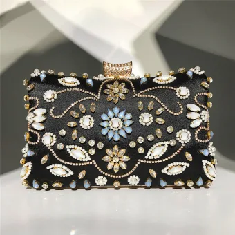 Fashion Black Pearl Rhinestone Evening Party Women S Bags 2022