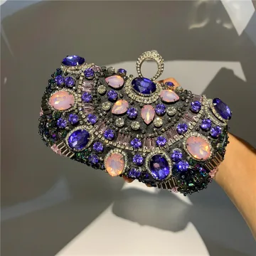 Piękne Czarne Rhinestone Wieczorowe Torby Damskie Kopertówki 2022