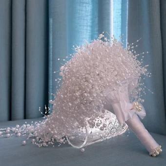 Stunning White Handmade Pearl Wedding Flowers 2022 Accessories
