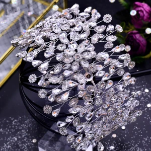 Charmig Silver Rhinestone Legering Brud Huvudbonad 2022 Bröllop Brud Huvudbonad Hårsmycken Tillbehör Hair Hoop