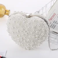 Schöne Weiß Perle Abend Satin Clutch Tasche 2022