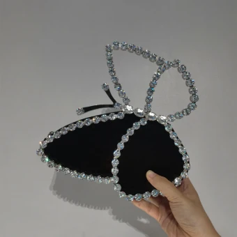 Uroczy Czarne Rhinestone Cekiny Motyl Kopertówki 2022 Wieczorowe Akcesoria Kopertówki