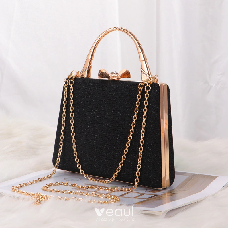 Fashion Black Sequins Pageant Clutch Bags 2022 Metal Accessories Clutch Bags