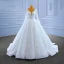 Haut de Gamme Blanche Perlage Paillettes Robe De Mariée 2022 Robe Boule V-Cou Manches Longues Dos Nu Longue Mariage