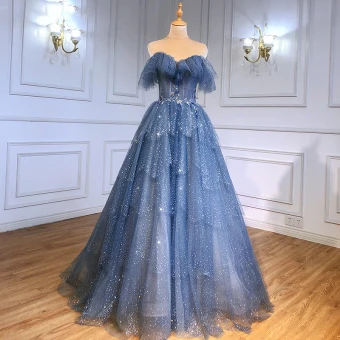 Charmant Océan Bleu Robe De Bal 2022 Princesse Bustier Perlage Faux Diamant Paillettes Sans Manches Dos Nu Train De Balayage Robe De Ceremonie
